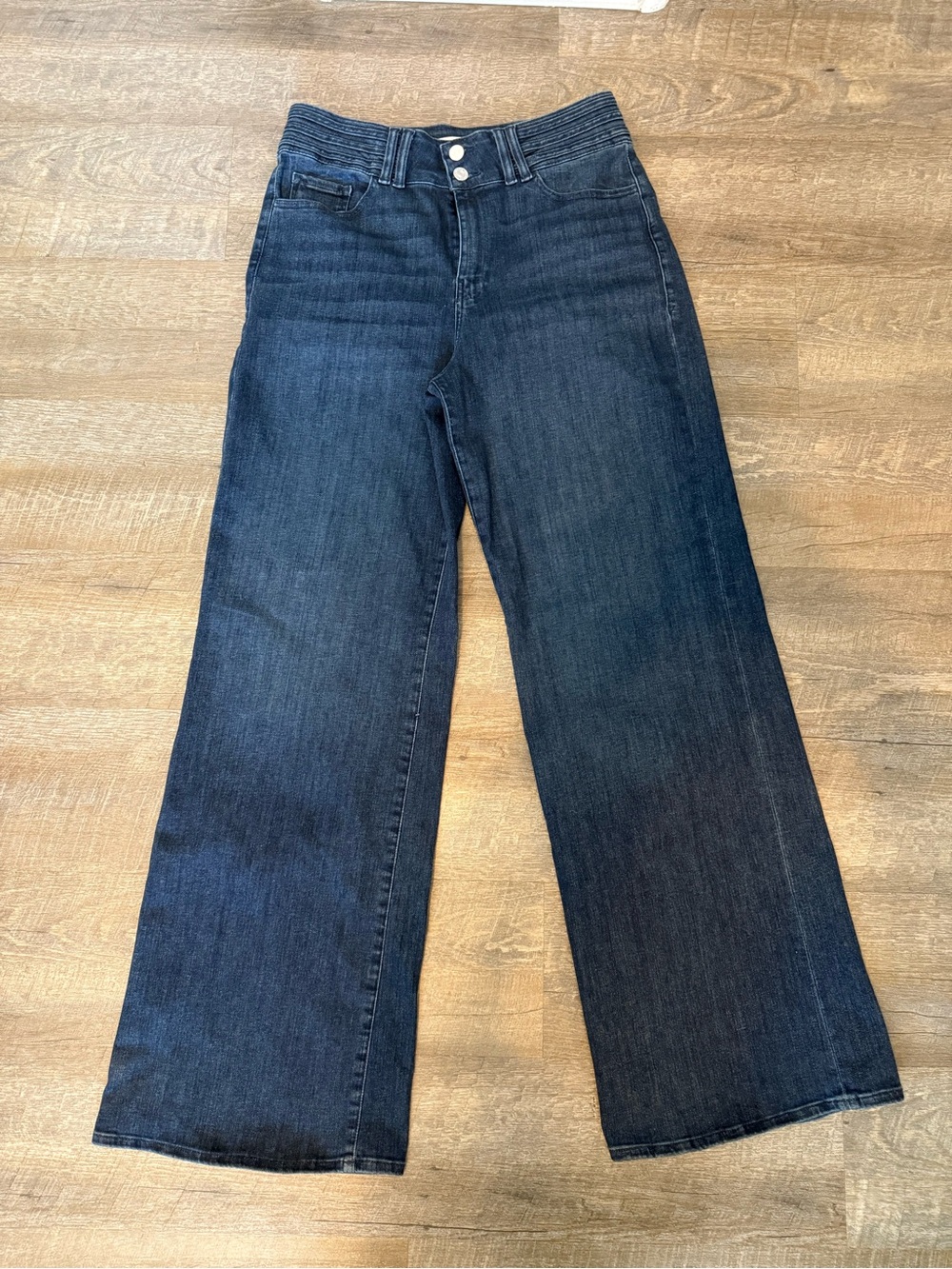 Frame Denim Wide-Leg High-Rise Jeans in Dark Blue
